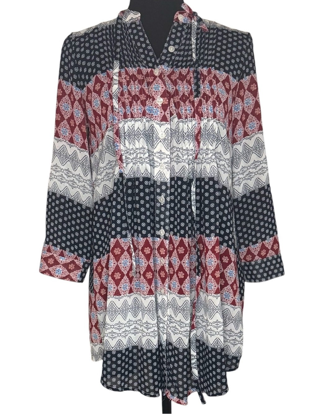 American Rag Floral Pleated Button-Front Tunic Blouse